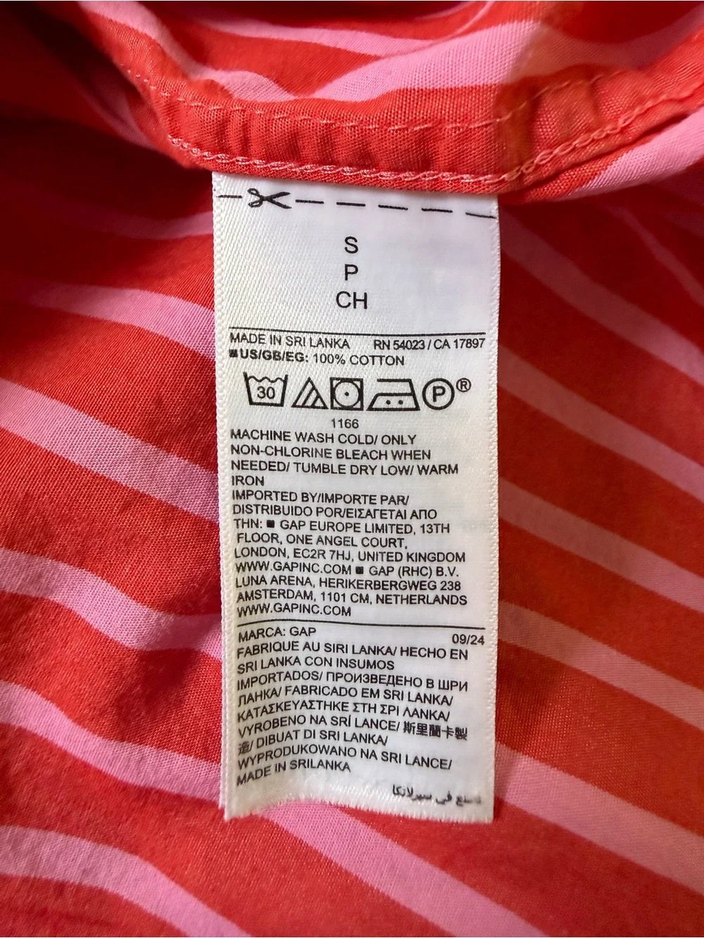 Small GAP Red & Pink Striped Cotton Poplin Button-Down Shirt Coord Set Available - Picture 10 of 10